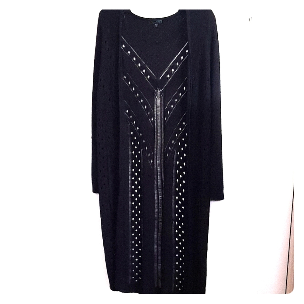 Black knit open duster